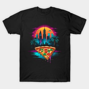 Synthwave Pizza Retro T-Shirt